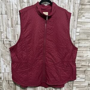 Blue Mountain Vest Zip Sleeveless Maroon Pockets Light Womens Plus Sz 3x Camping